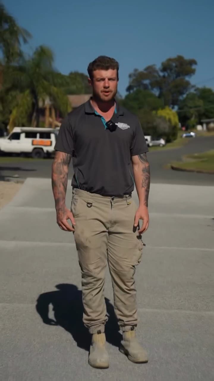 Cameron on the finished Wangi Wangi driveway