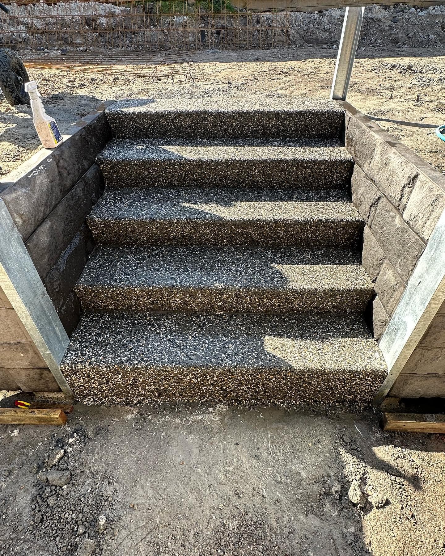 Exposed-aggregate stairs at Crangan Bay