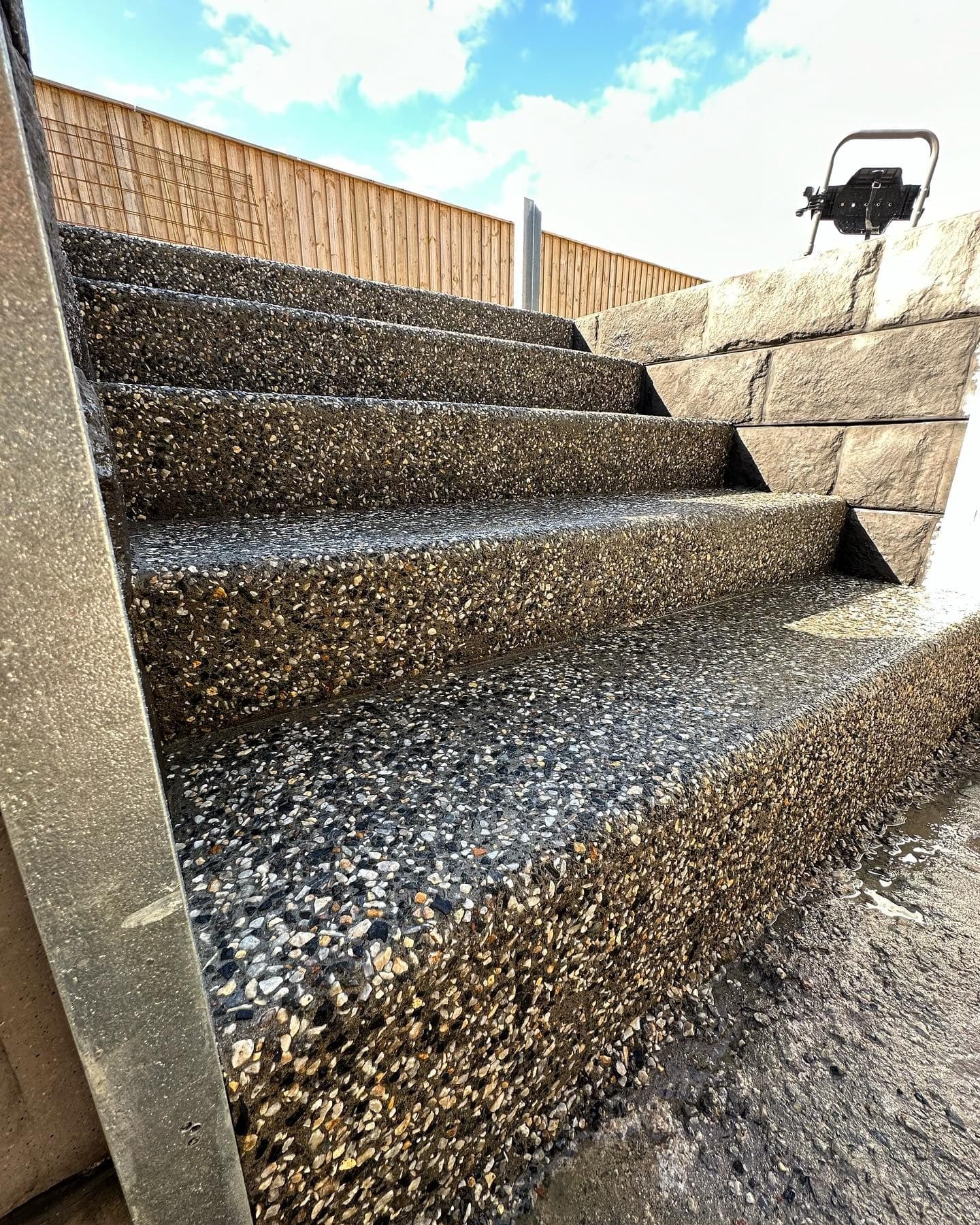 Detail of the exposed stair treads