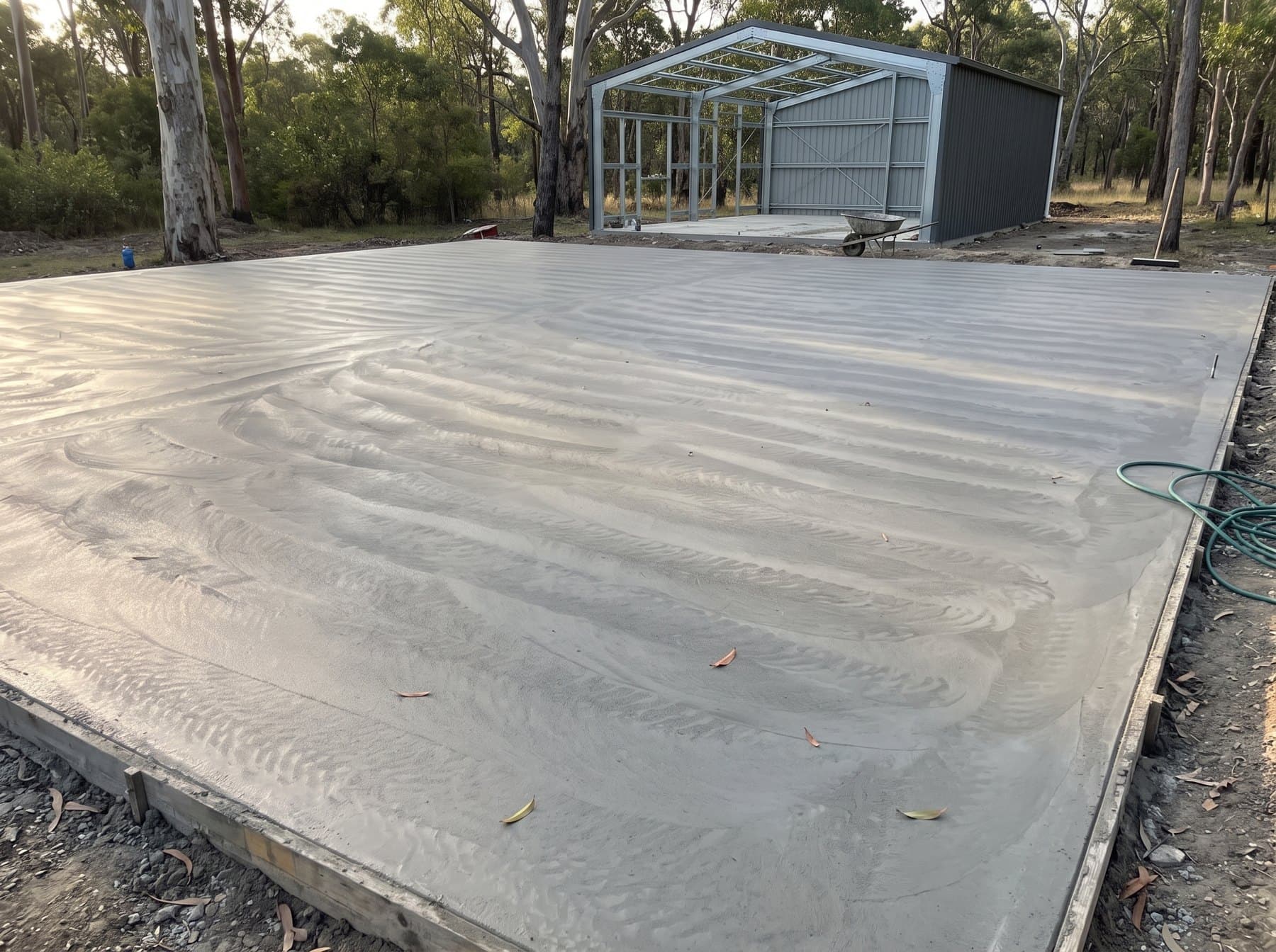 Large shed slab, freshly machine-floated