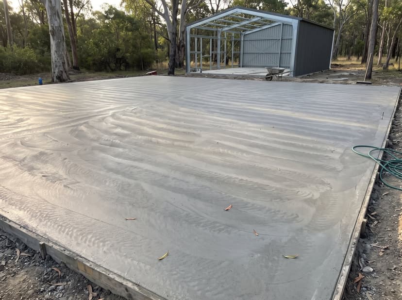 Large shed slab, freshly machine-floated