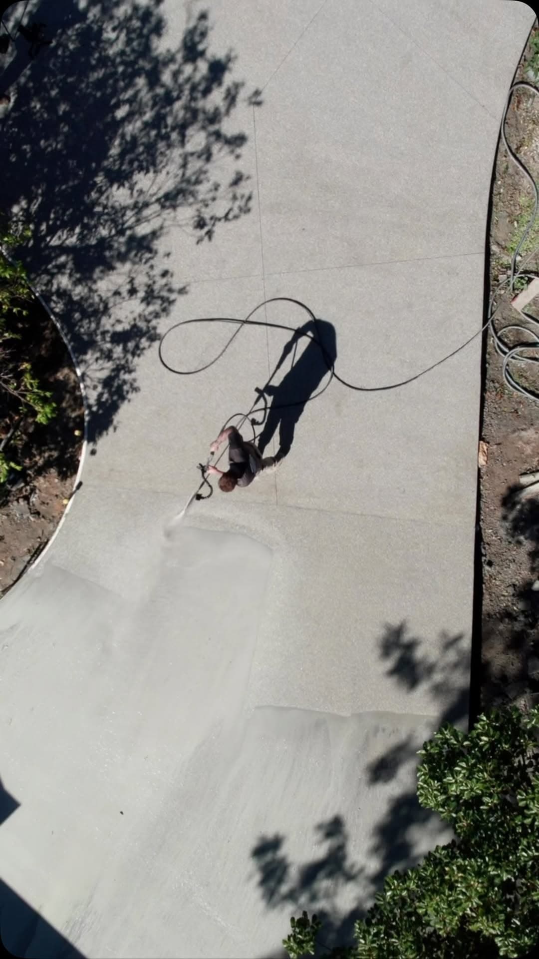 Drone view of the Wangi Wangi exposed-aggregate driveway poured by East Edge Concreting